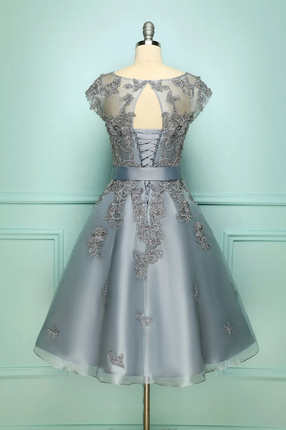 Grey Vintage Short Prom Dress sold by Zapaka product image thumbnail 2