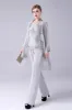 Silver Chiffon 3 Pieces Mother of the Bride Pant Suits sold by Zapaka
