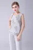 Silver Chiffon 3 Pieces Mother of the Bride Pant Suits sold by Zapaka