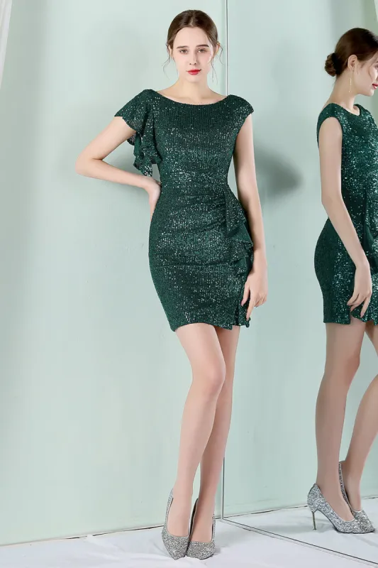 Dark Green Bateau Neck Bodycon Cocktail Dress sold by Zapaka