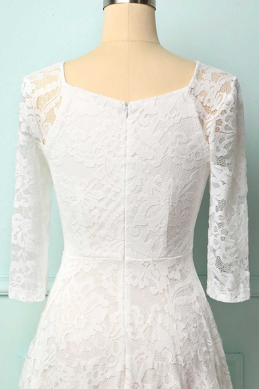 White 3/4 Sleeves Midi Lace sold by Zapaka product image thumbnail 4