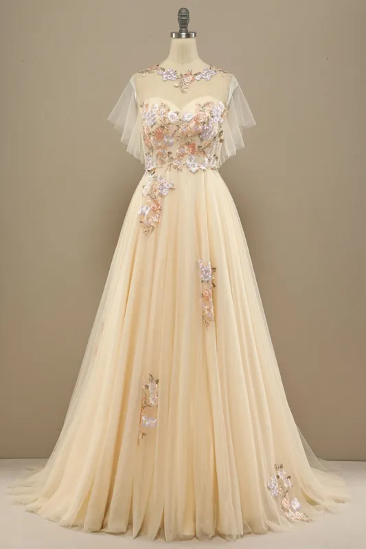 Yellow Long Prom Dress With Appliques sold by Zapaka