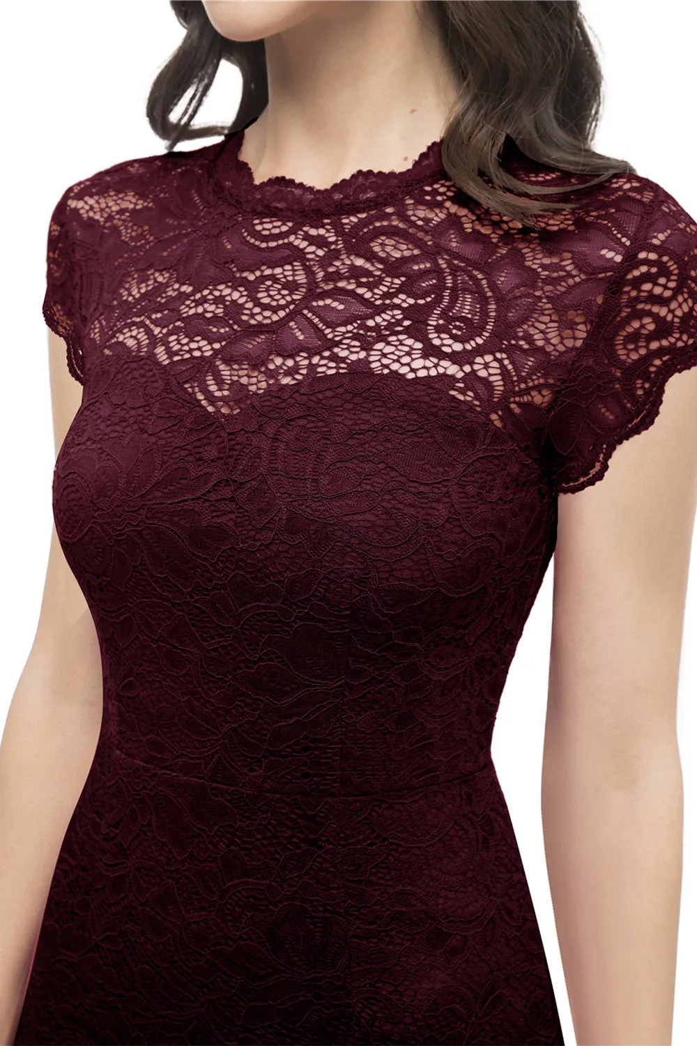 Burgundy Bodycon Lace Dress sold by Zapaka product image thumbnail 3