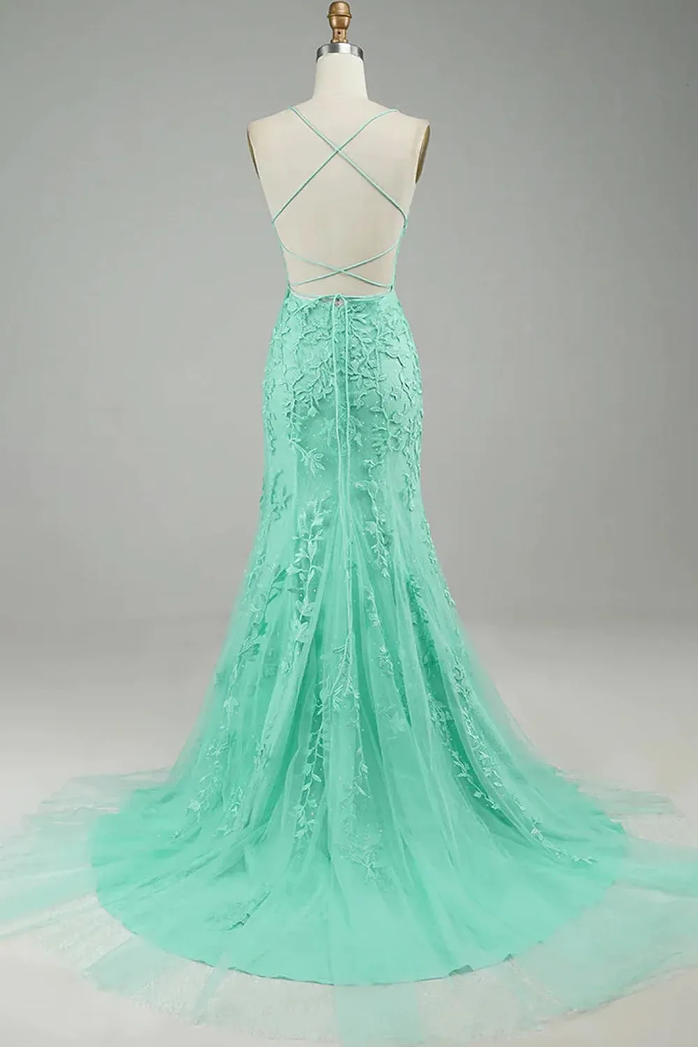 Mint Mermaid Long Prom Dress with Appliques sold by Zapaka product image thumbnail 2