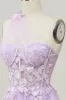 Elegant A Line One Shoulder Purple Long Prom Dress with Appliques sold by Zapaka