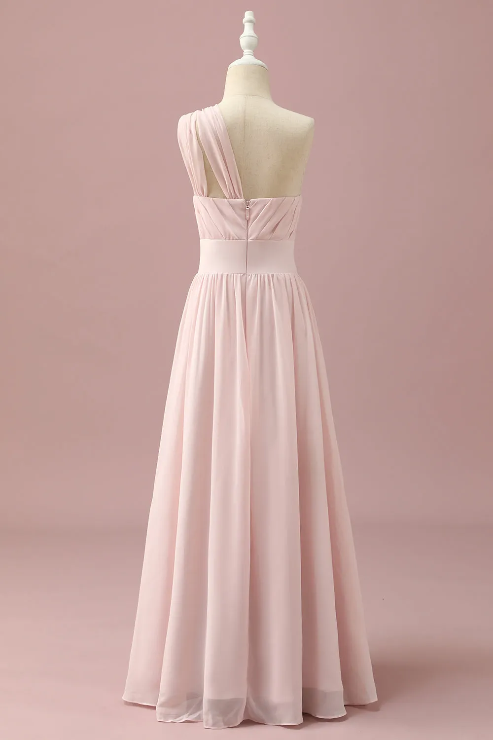 Light Pink Chiffon One Shoulder Junior Bridesmaid Dress sold by Zapaka product image thumbnail 2