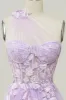 Elegant A Line One Shoulder Purple Long Prom Dress with Appliques sold by Zapaka