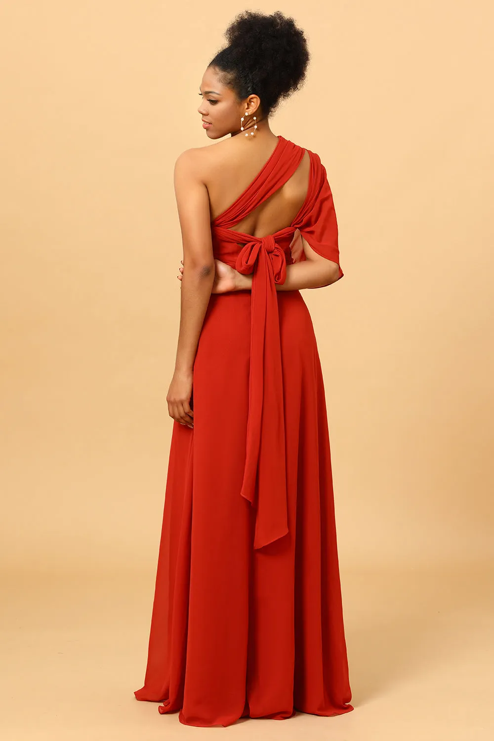 Rust Red Convertible Chiffon Bridesmaid Dress sold by Zapaka product image thumbnail 4