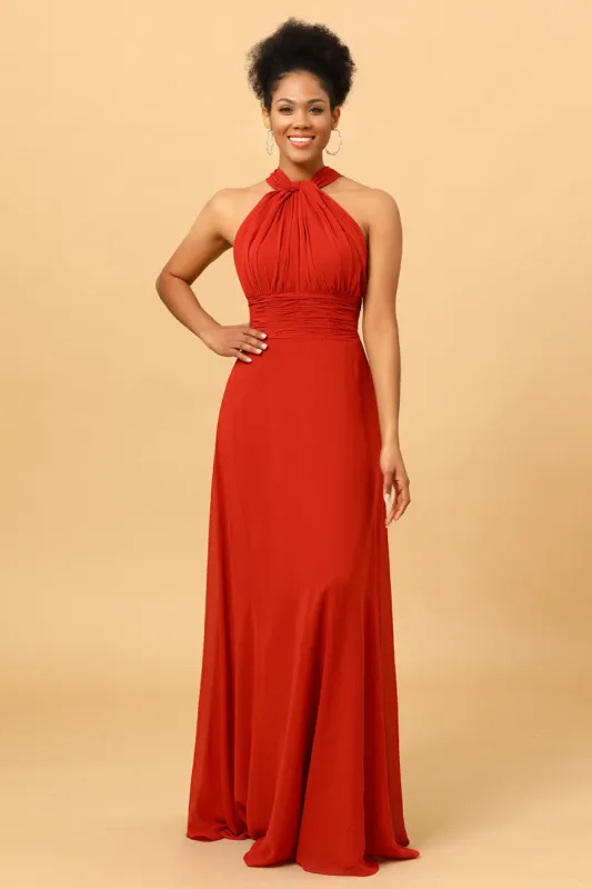 Rust Red Convertible Chiffon Bridesmaid Dress sold by Zapaka