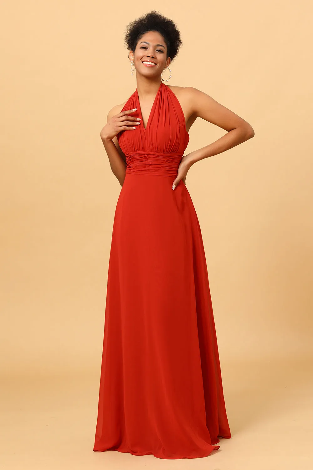 Rust Red Convertible Chiffon Bridesmaid Dress sold by Zapaka product image thumbnail 3