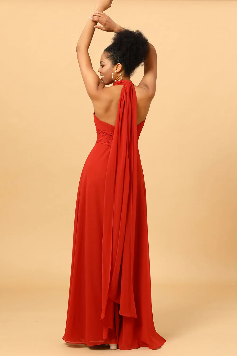Rust Red Convertible Chiffon Bridesmaid Dress sold by Zapaka product image thumbnail 2
