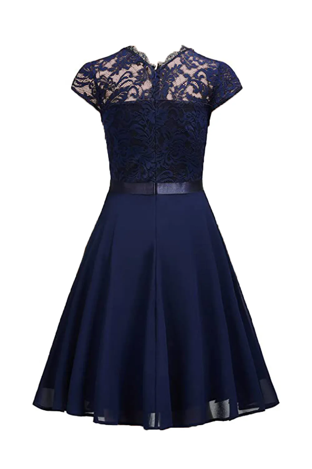 Pink A Line Lace Dress with Ruffles sold by Zapaka product image thumbnail 4