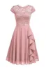 Pink A Line Lace Dress with Ruffles sold by Zapaka
