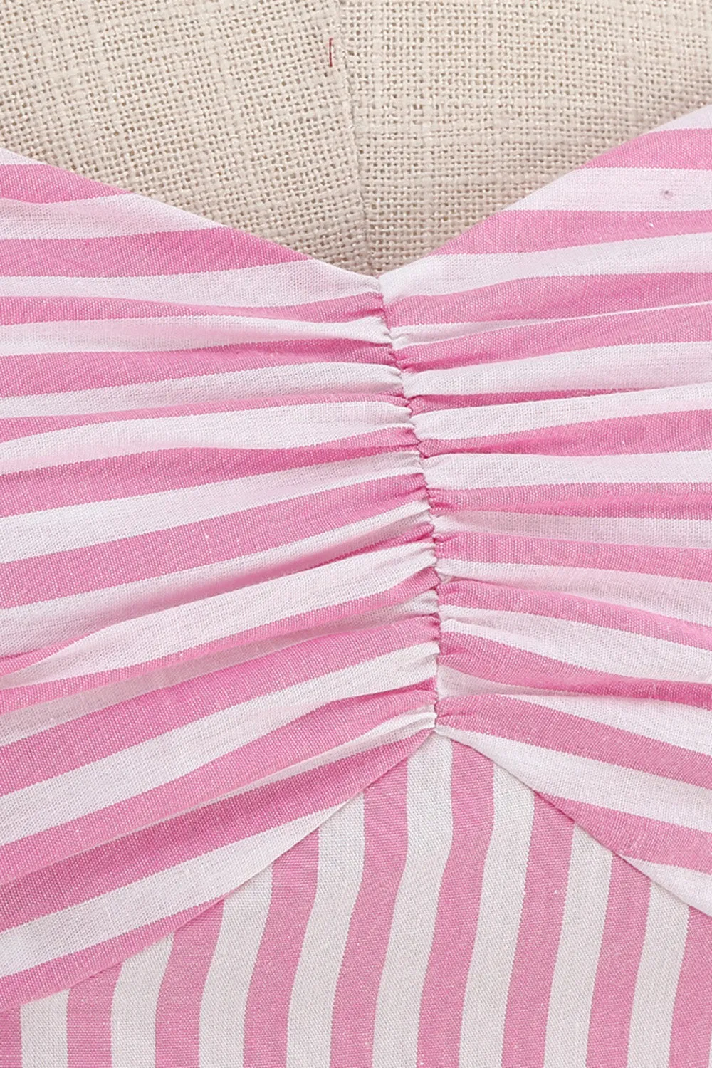 Spaghetti Straps Pink Stripes Swing 1950s Dress sold by Zapaka product image thumbnail 5