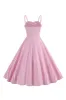 Spaghetti Straps Pink Stripes Swing 1950s Dress sold by Zapaka