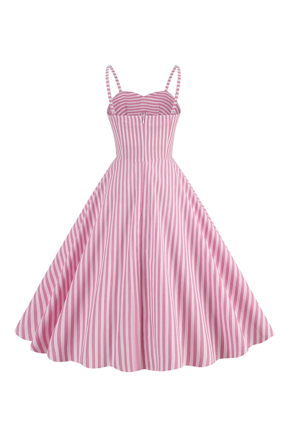 Spaghetti Straps Pink Stripes Swing 1950s Dress sold by Zapaka product image thumbnail 2