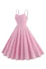 Spaghetti Straps Pink Stripes Swing 1950s Dress sold by Zapaka