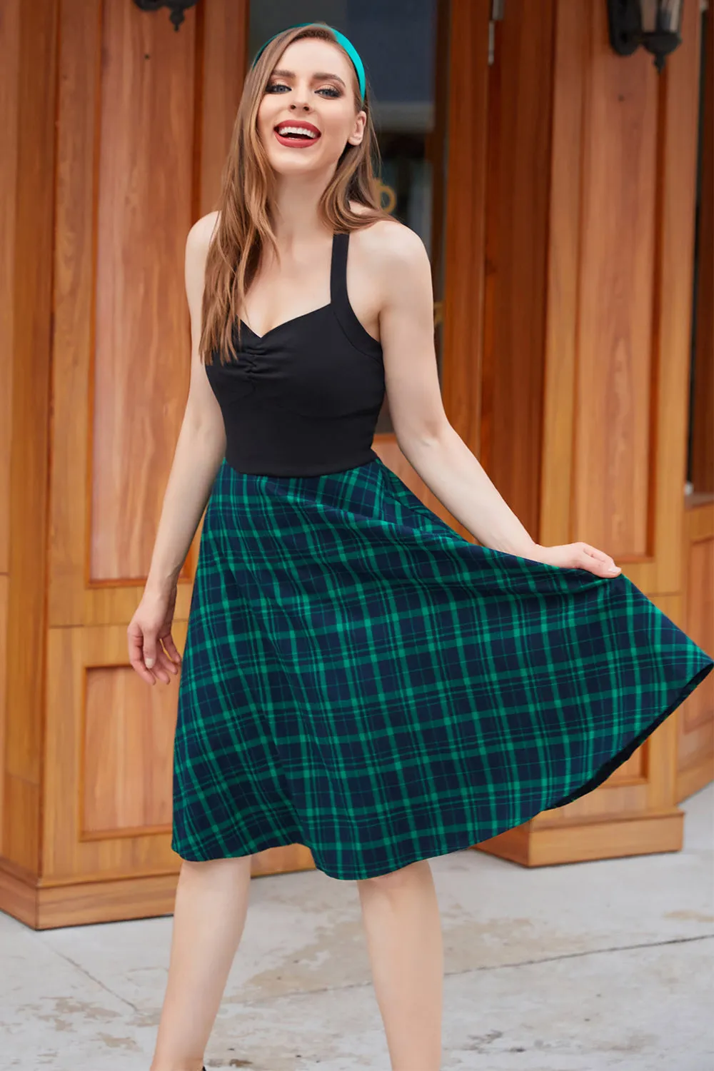 Green Plaid Halter Vintage Dress sold by Zapaka product image thumbnail 4