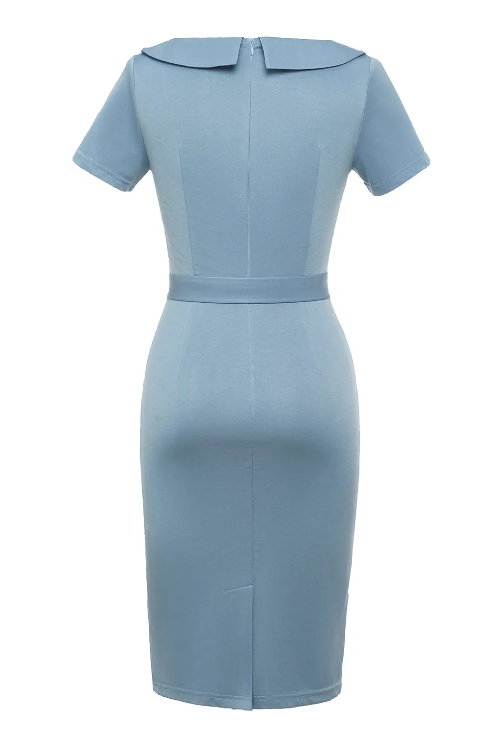Bodycon Round Neck Light Blue 1960s Dress sold by Zapaka product image thumbnail 2