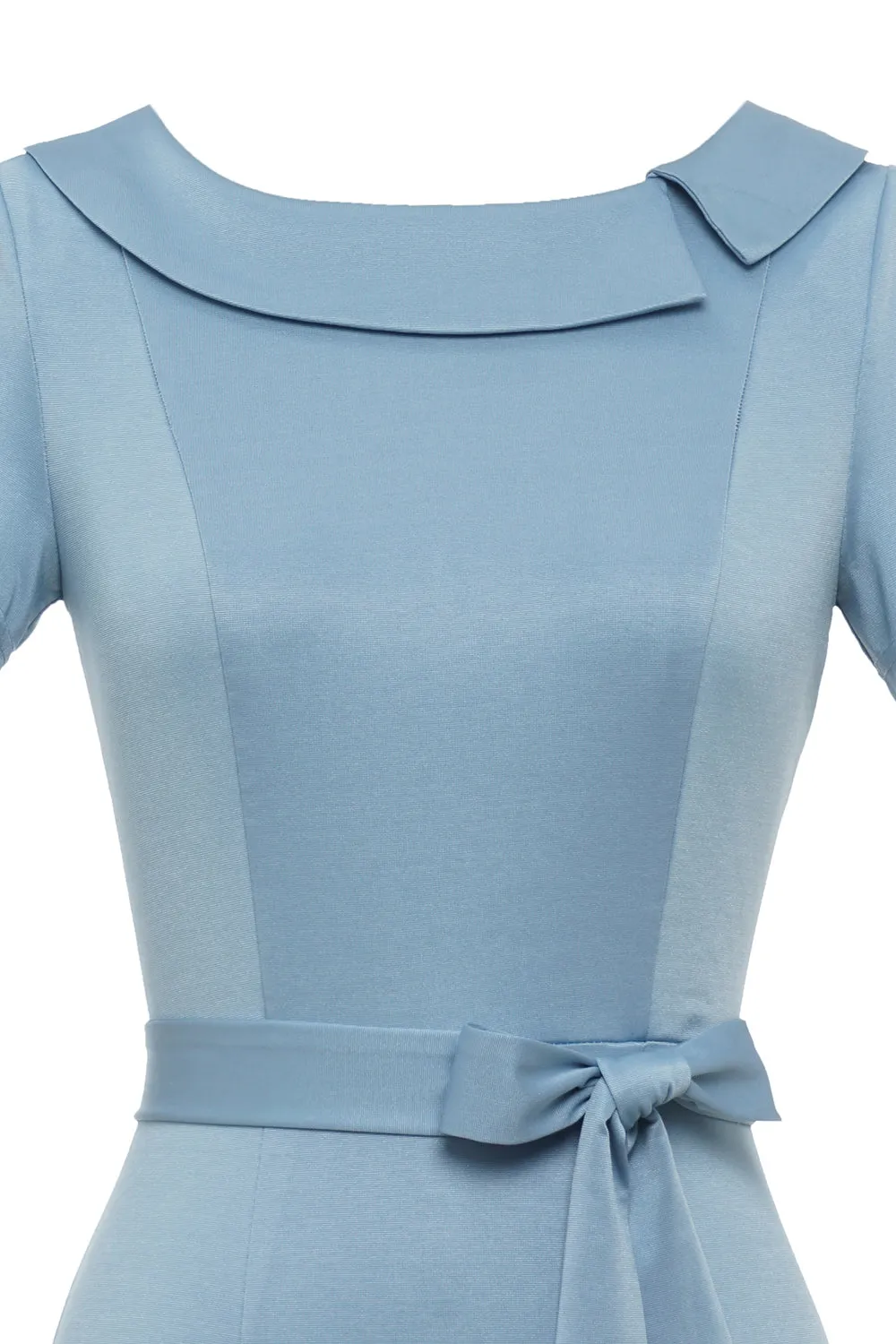 Bodycon Round Neck Light Blue 1960s Dress sold by Zapaka product image thumbnail 4