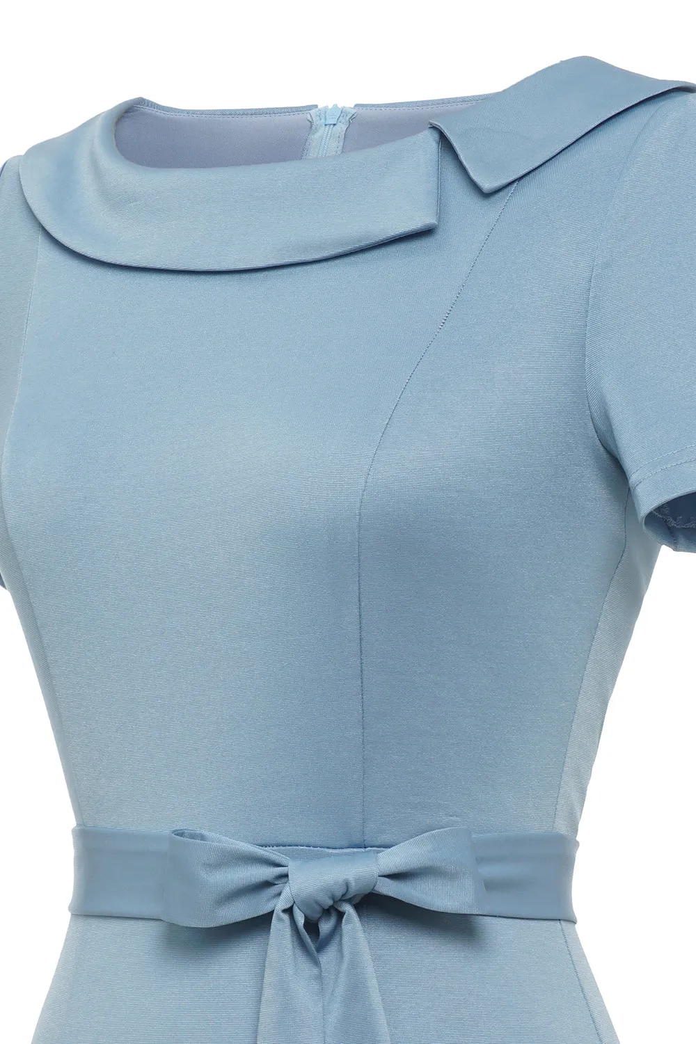 Bodycon Round Neck Light Blue 1960s Dress sold by Zapaka product image thumbnail 5
