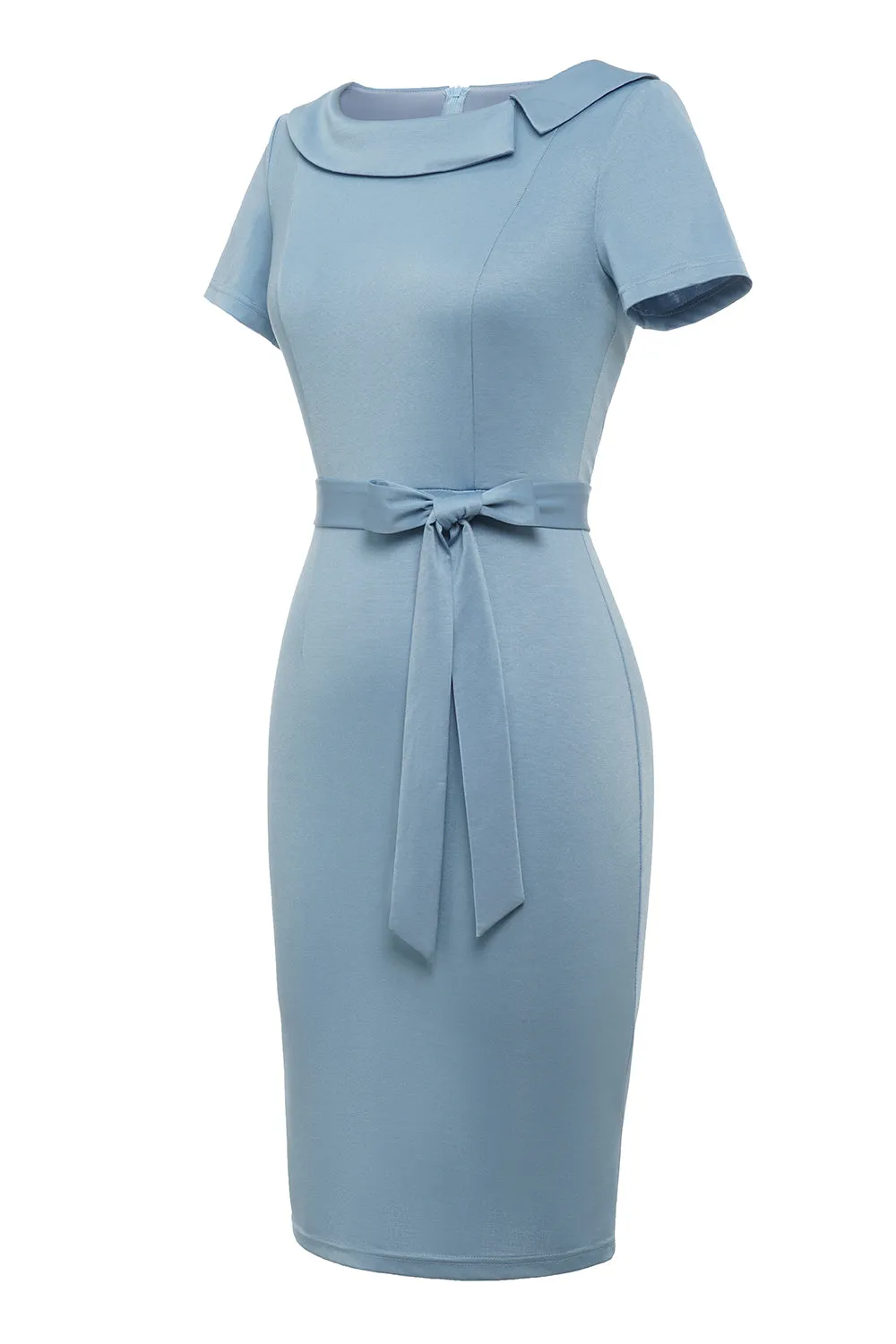 Bodycon Round Neck Light Blue 1960s Dress sold by Zapaka product image thumbnail 3