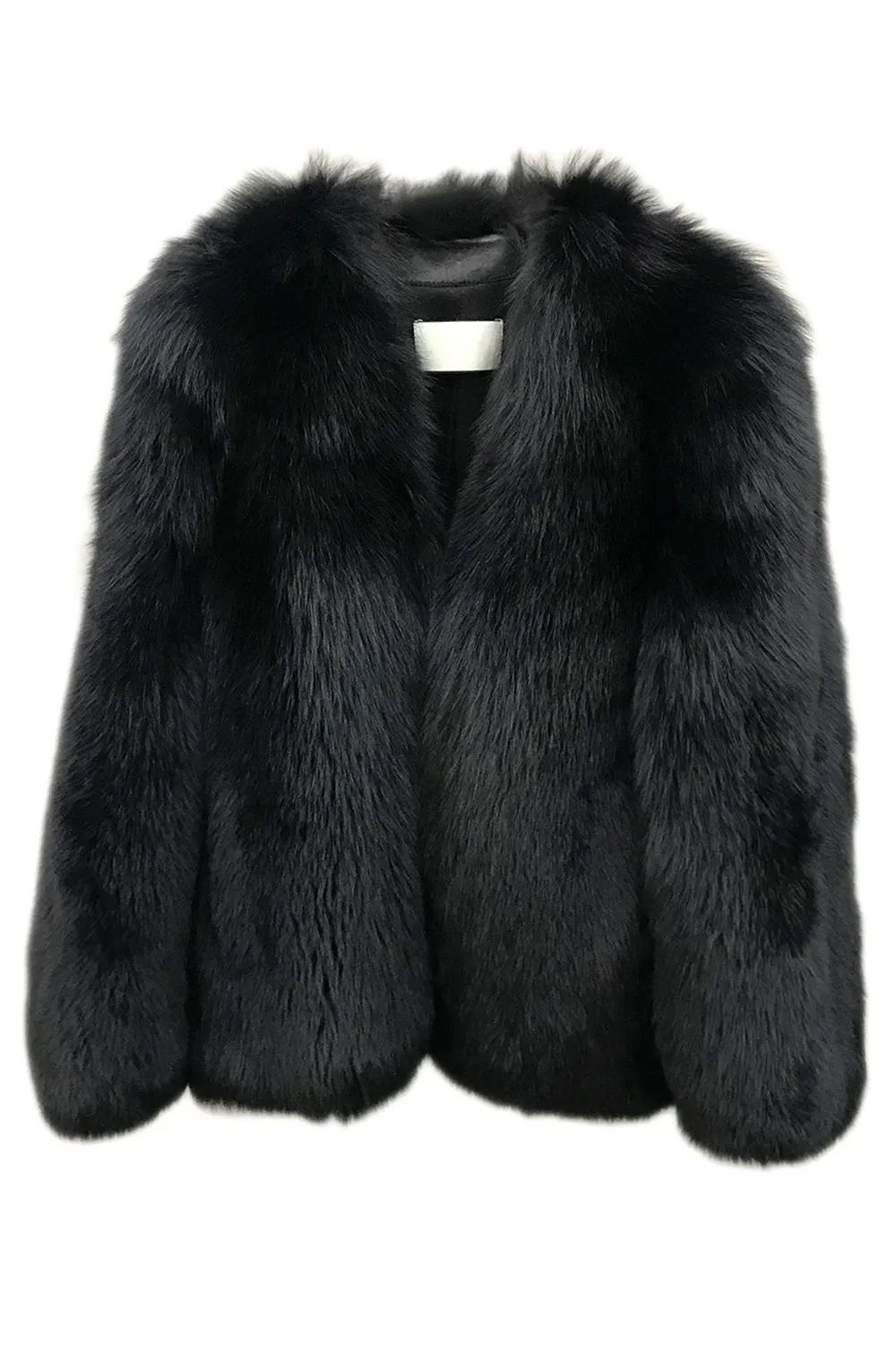 Black Open Front Faux Fur Women Coat sold by Zapaka product image thumbnail 3
