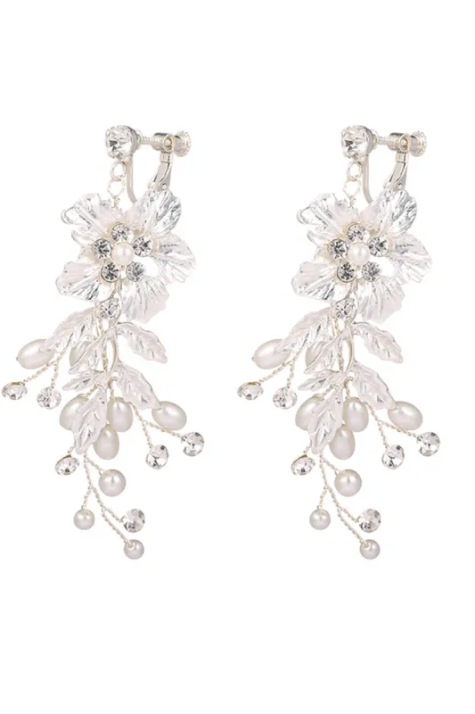 White Flower Bridal Ear Clip sold by Zapaka