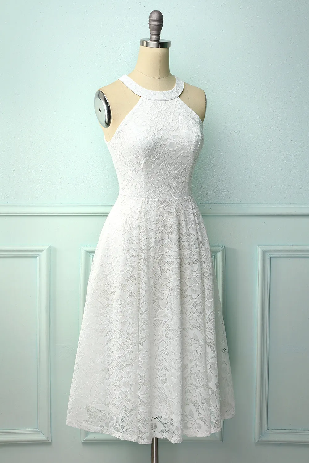 White Halter Lace Midi sold by Zapaka product image thumbnail 3