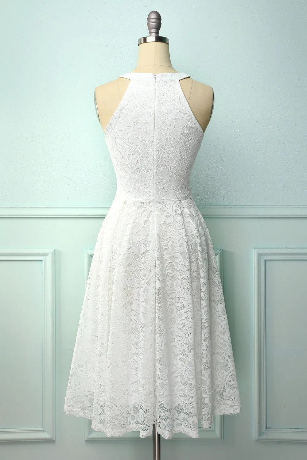 White Halter Lace Midi sold by Zapaka product image thumbnail 2