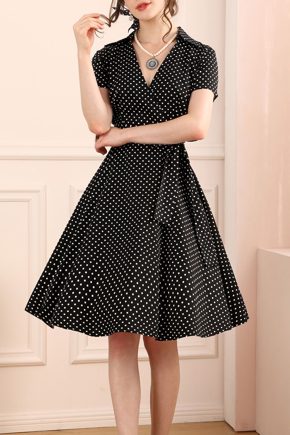 1950s Black White Dots Dress sold by Zapaka