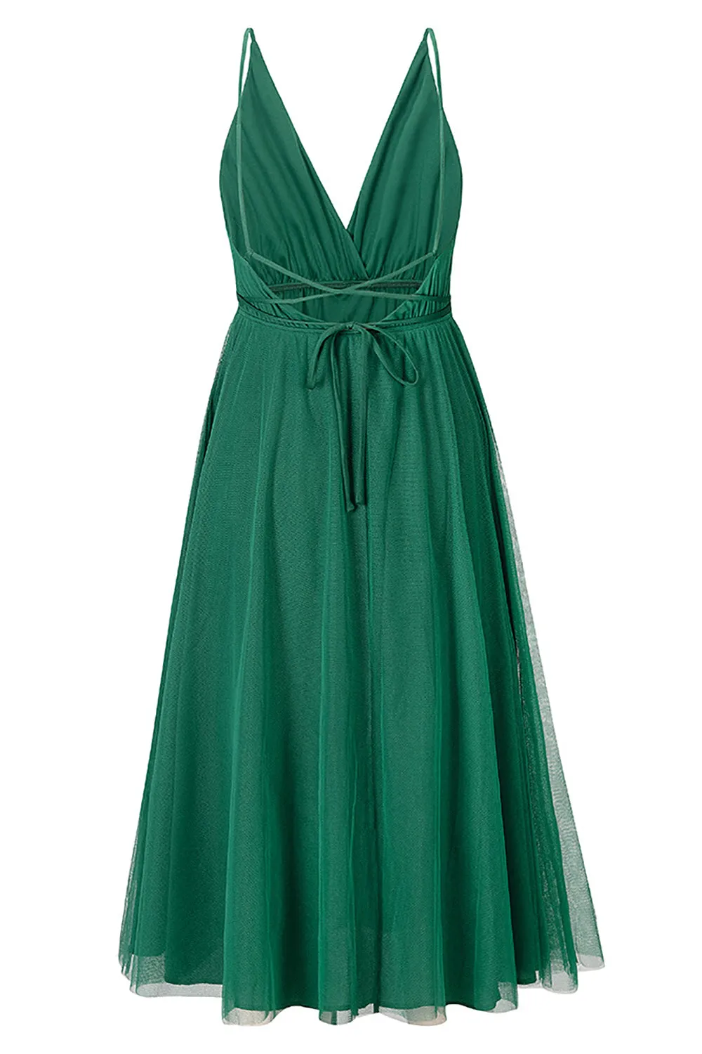 Simple Deep V Neck Green Party Dress sold by Zapaka product image thumbnail 2