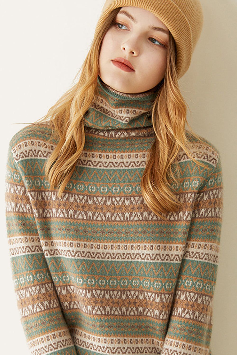 Green Wool-Blend Turtleneck Sweater sold by Zapaka product image thumbnail 3