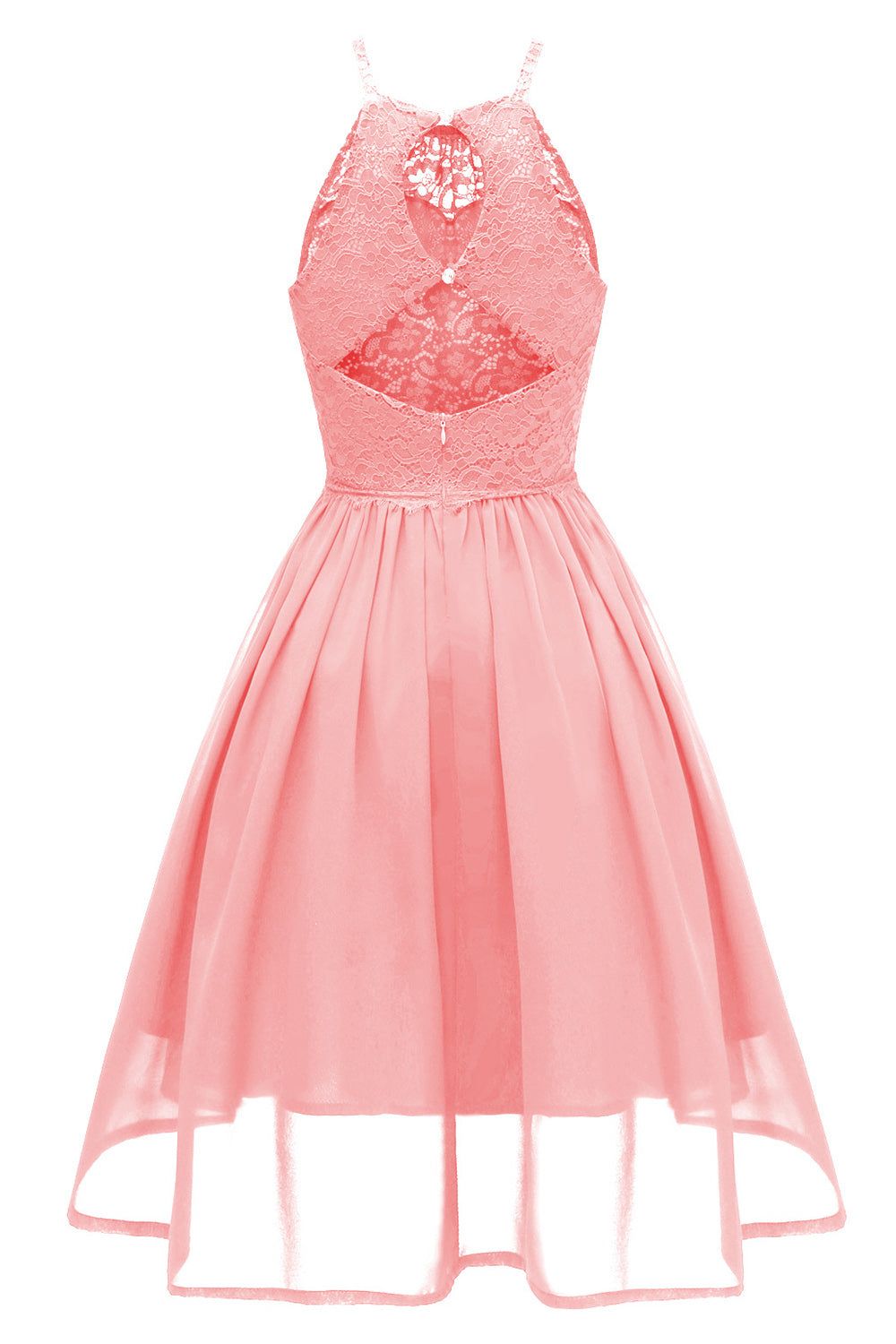 Pink Tulle Spaghetti Straps 1950s Dress With Lace sold by Zapaka product image thumbnail 2