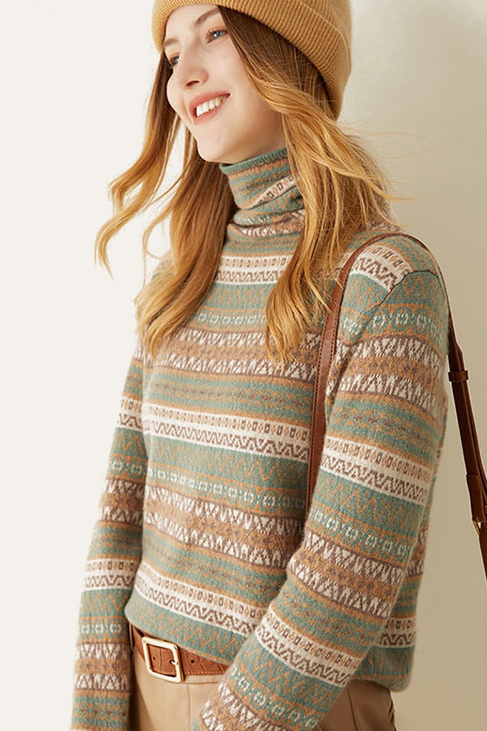 Green Wool-Blend Turtleneck Sweater sold by Zapaka product image thumbnail 2