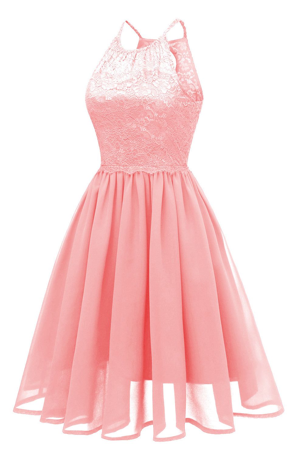 Pink Tulle Spaghetti Straps 1950s Dress With Lace sold by Zapaka product image thumbnail 3