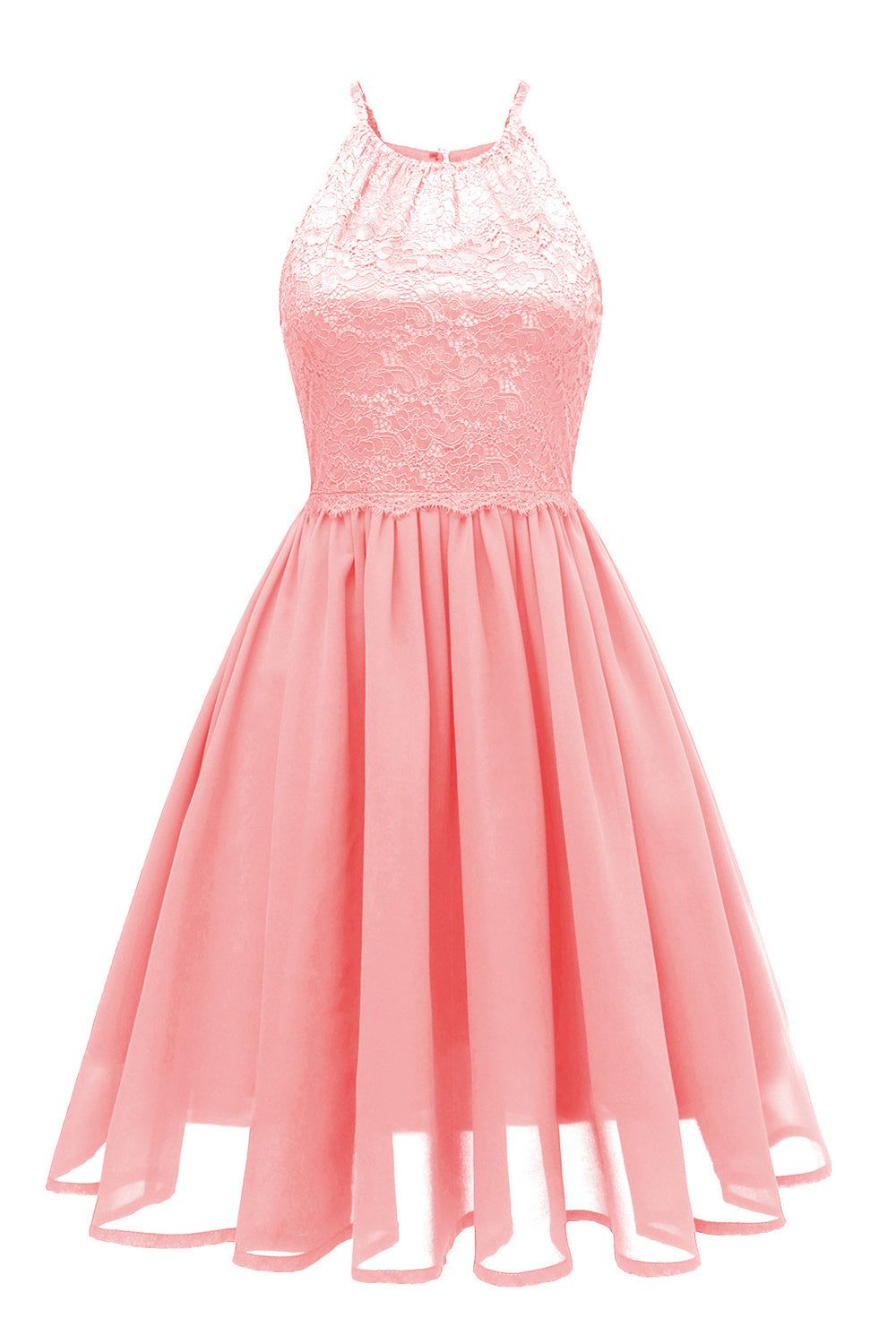 Pink Tulle Spaghetti Straps 1950s Dress With Lace sold by Zapaka