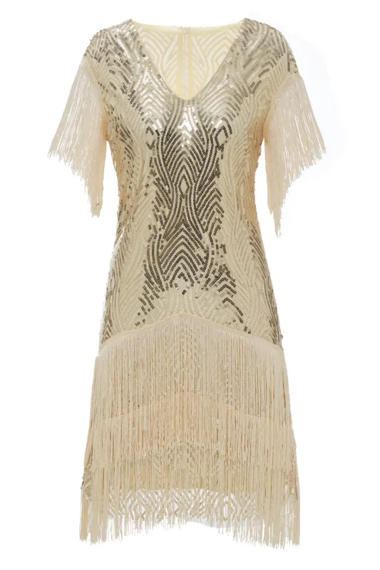 1920S Vintage Sequined Fringe Dress sold by Zapaka