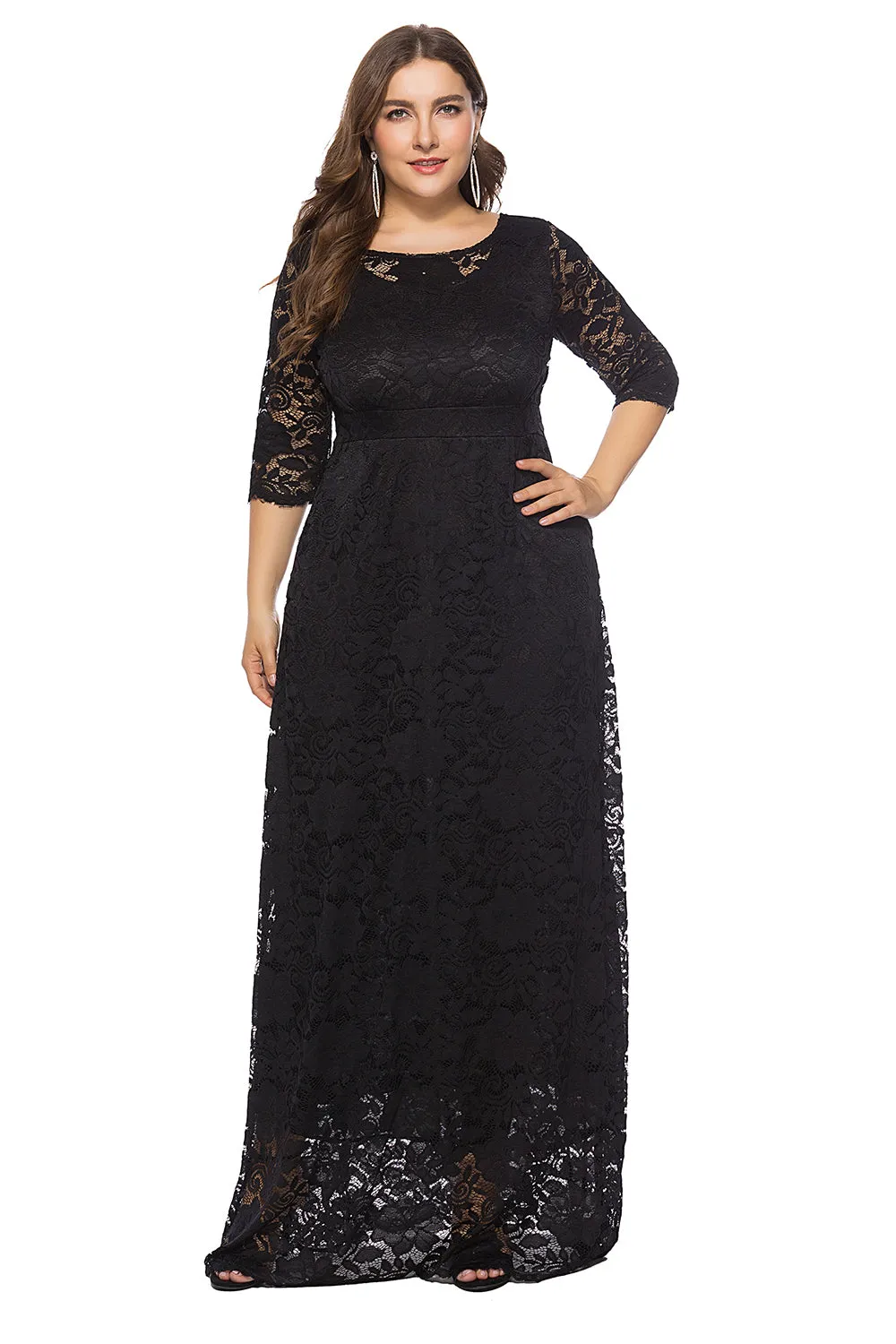 Plus Size Long Lace Dress sold by Zapaka product image thumbnail 3