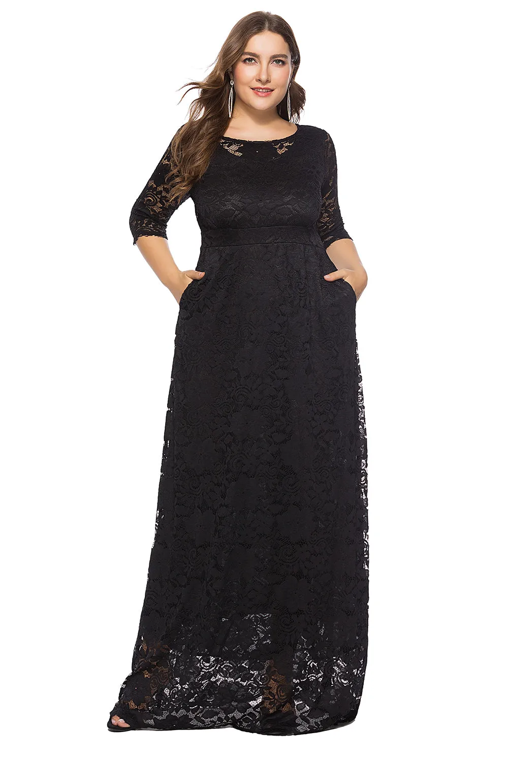 Plus Size Long Lace Dress sold by Zapaka product image thumbnail 4