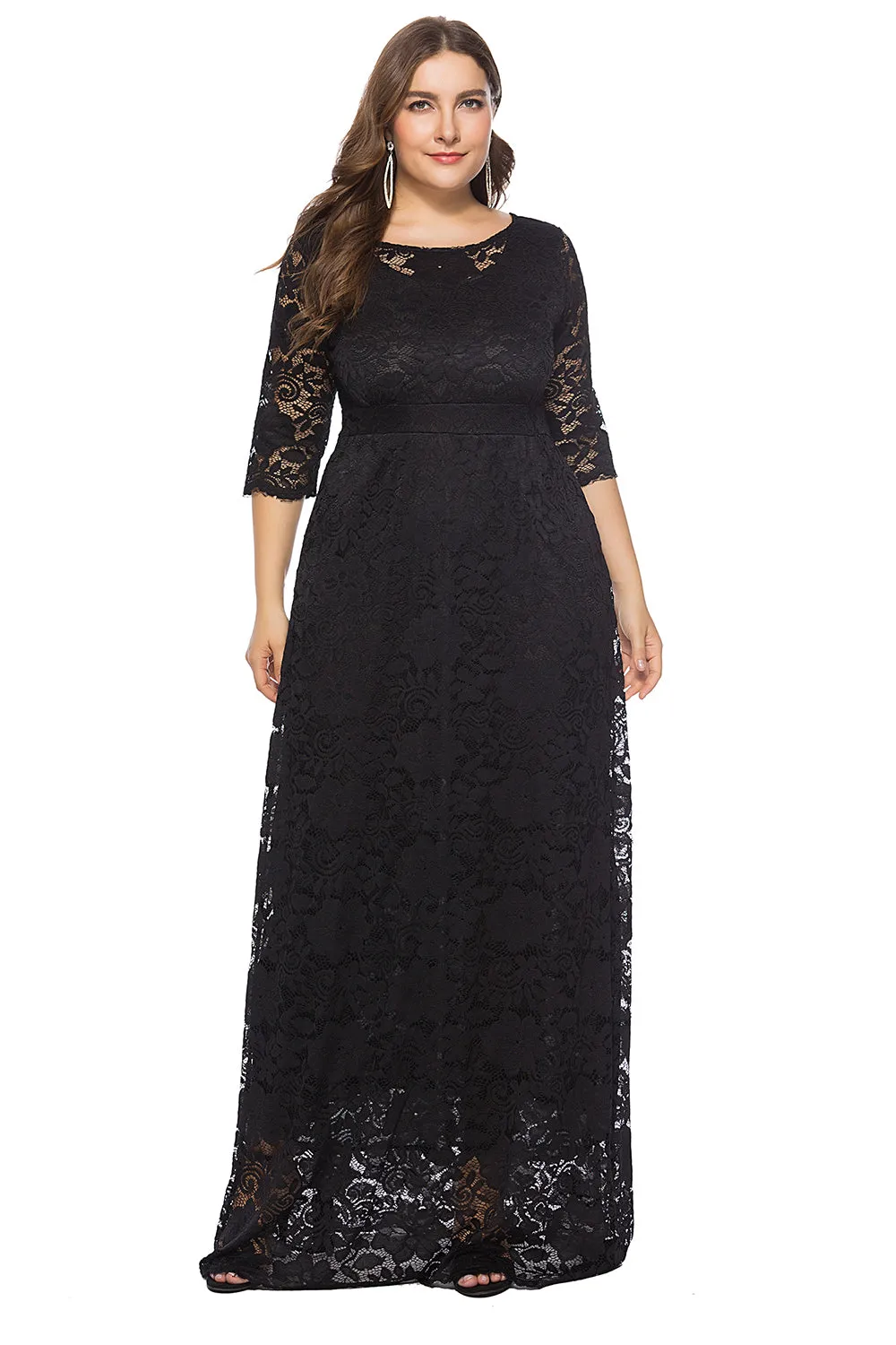 Plus Size Long Lace Dress sold by Zapaka