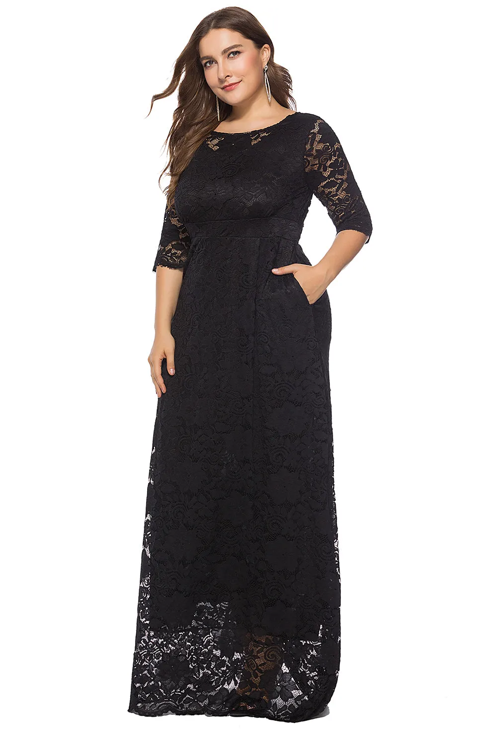 Plus Size Long Lace Dress sold by Zapaka product image thumbnail 5