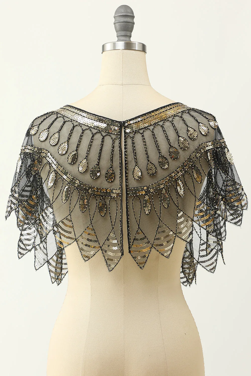 Black and Gold Sequin 1920s Cape sold by Zapaka product image thumbnail 5