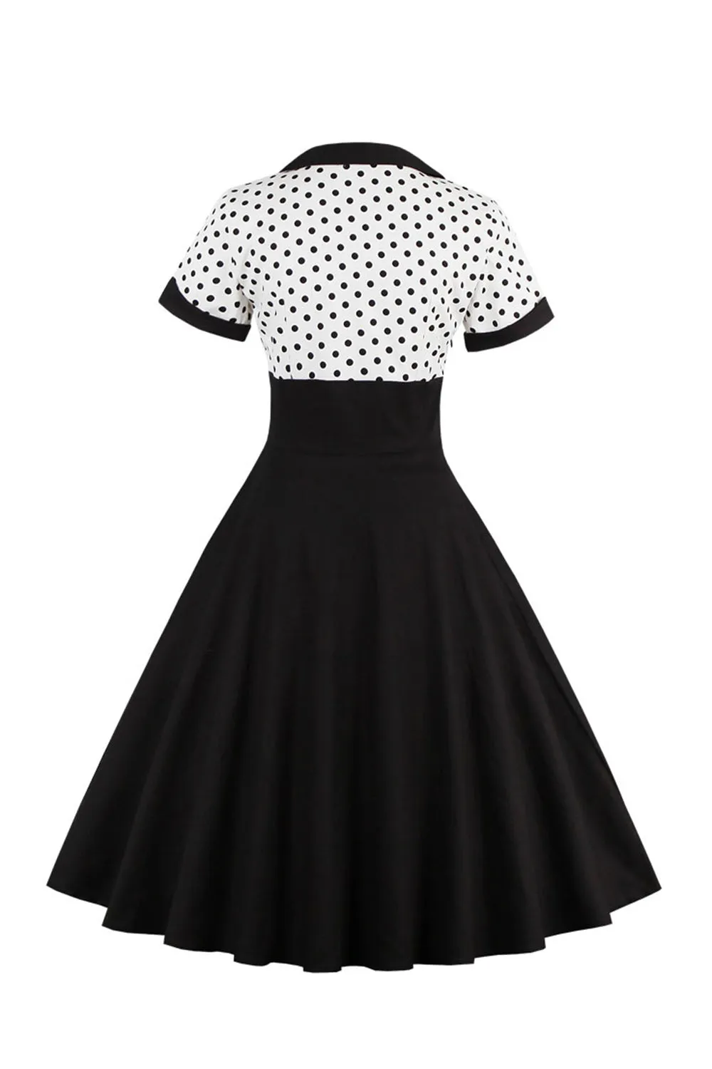 Black Polka Dots Swing 1950s Dress with Short Sleeves sold by Zapaka product image thumbnail 2