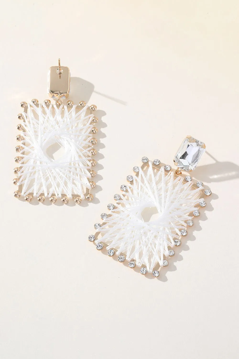 Rhinestones Square Braided Earrings sold by Zapaka product image thumbnail 2