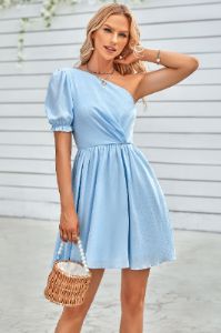 White One Shoulder Mini Graduation Dress sold by Zapaka