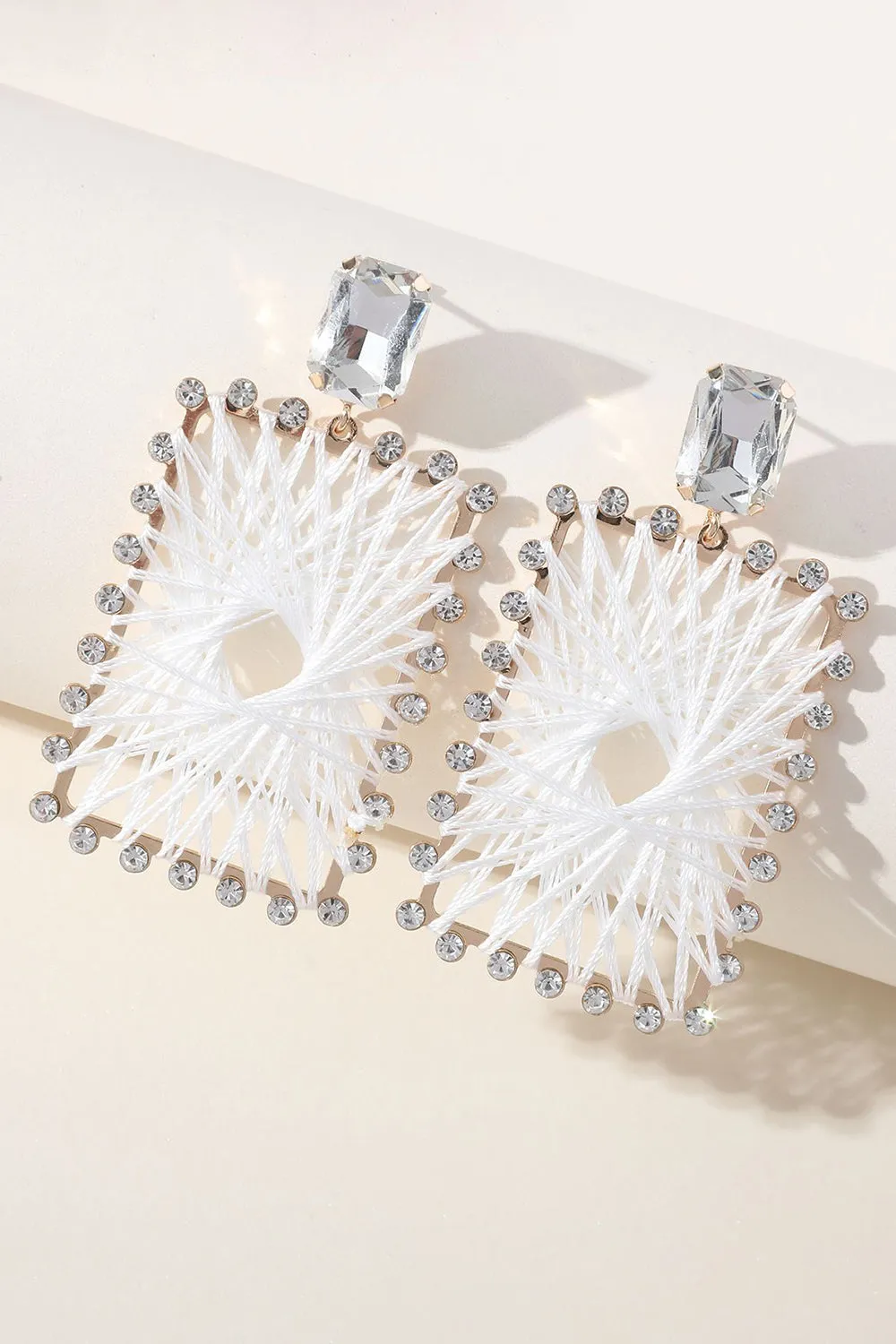 Rhinestones Square Braided Earrings sold by Zapaka product image thumbnail 4