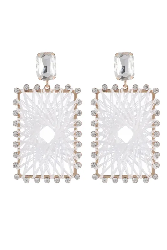 Rhinestones Square Braided Earrings sold by Zapaka