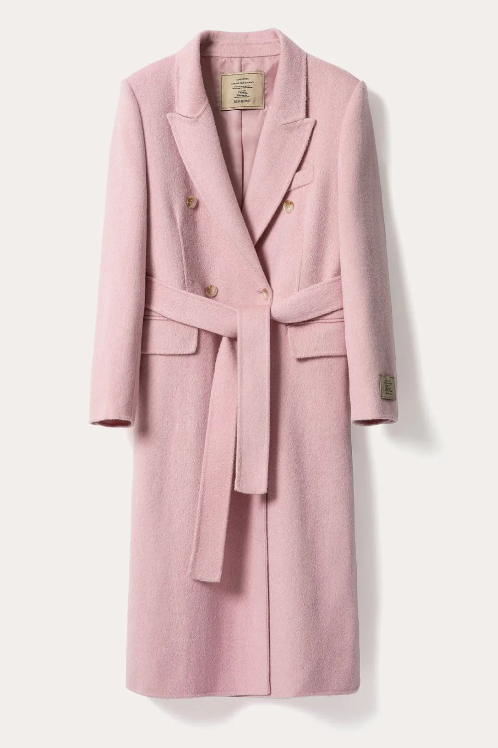 Pink Peak Lapel Double Breasted Long Women Wool Coat sold by Zapaka product image thumbnail 4