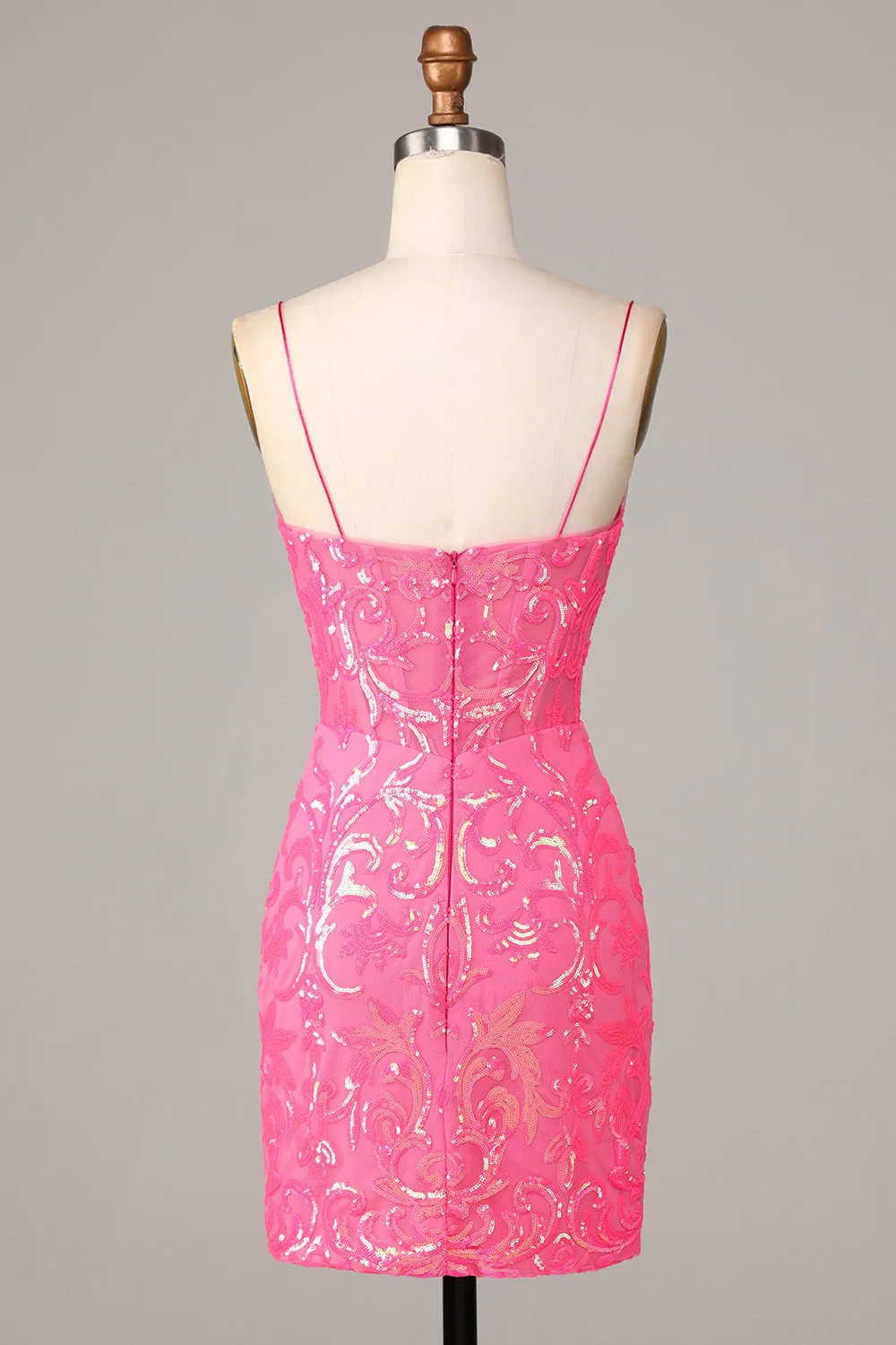 Undeniably Amazing Sheath Spaghetti Straps Fuchsia Sequins Homecoming Dress sold by Zapaka product image thumbnail 2